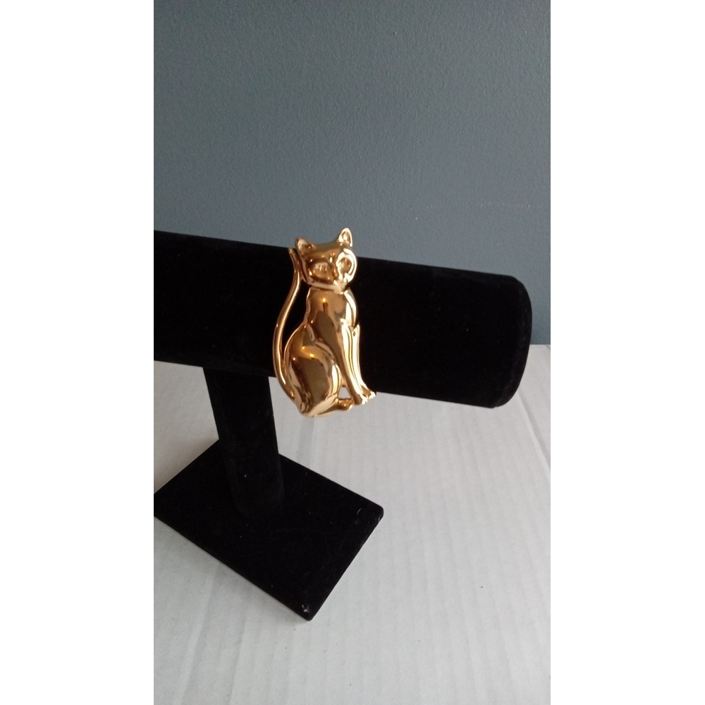 Gold Cat Brooch Pin Elegant Feline Kitten Kitty Jewelry‎ Accessory